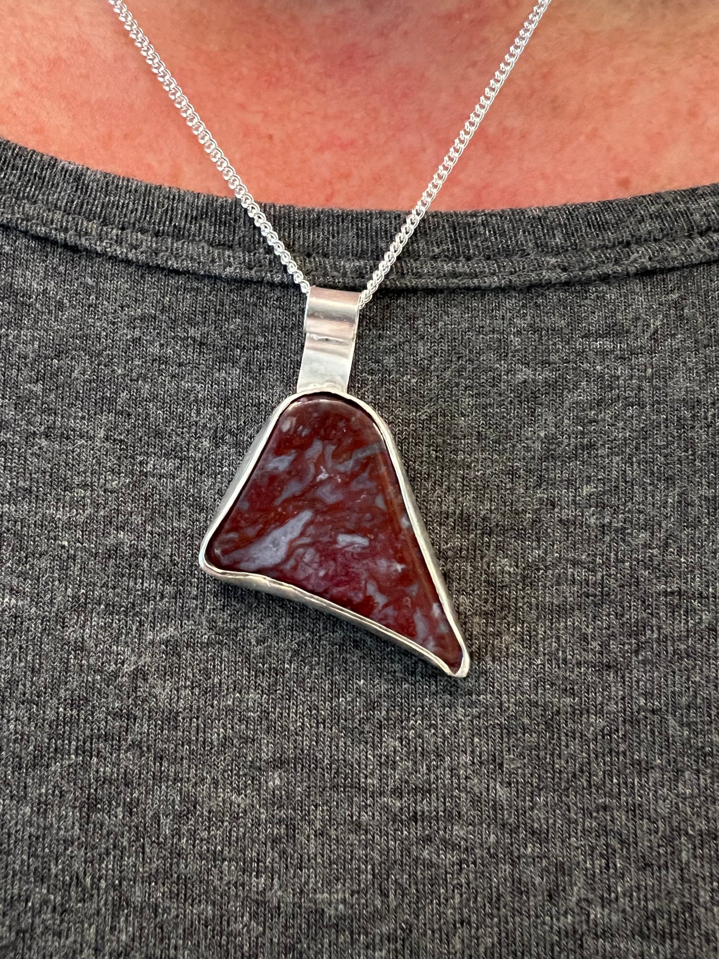 Jasper Agate Pendant in Sterling Silver