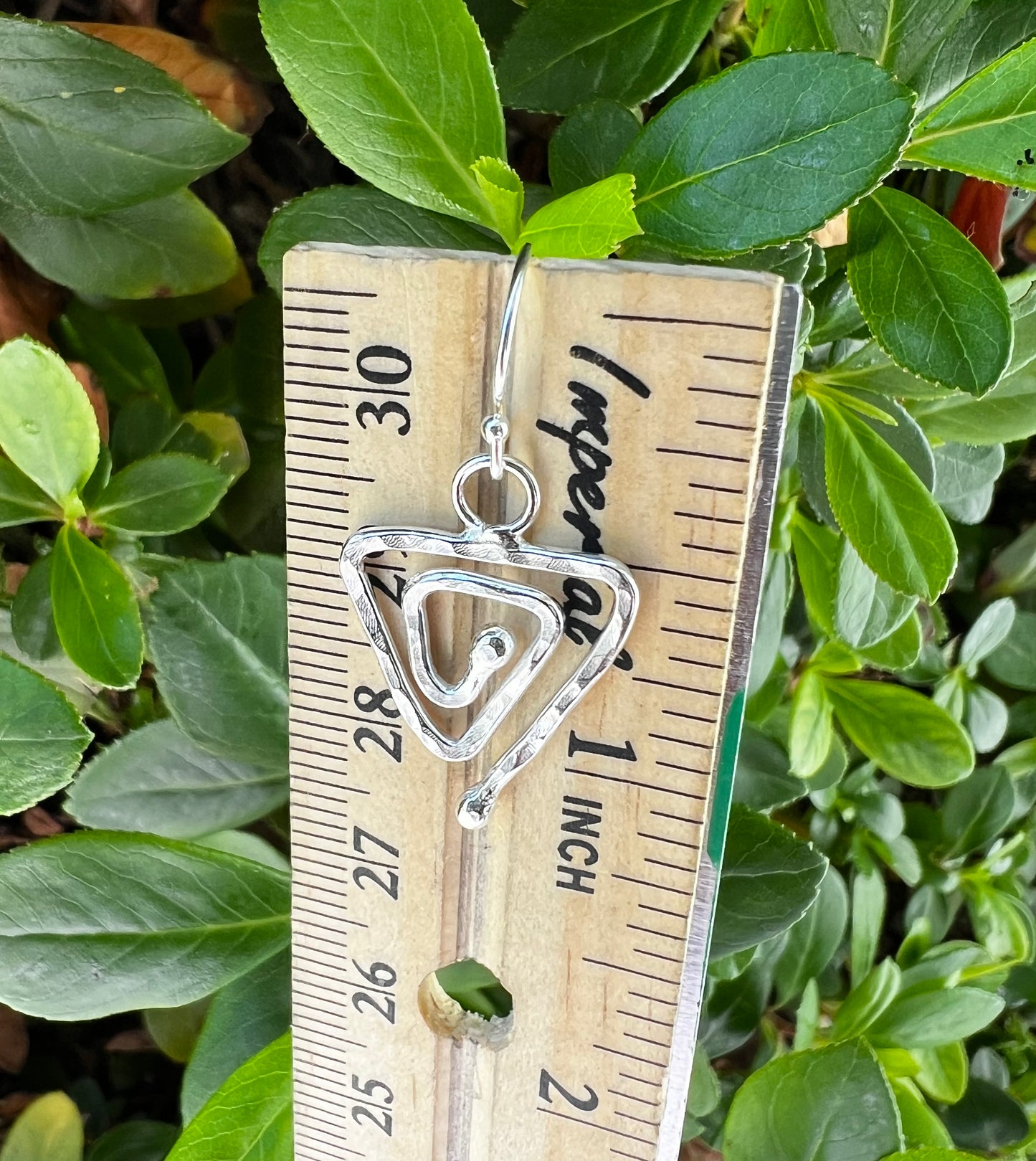 Silver Triangle Spiral Earrings