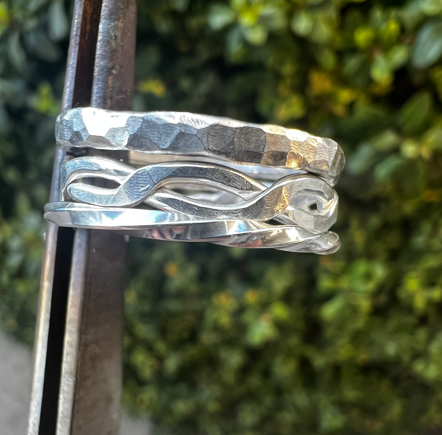 Silver DNA Twist Ring