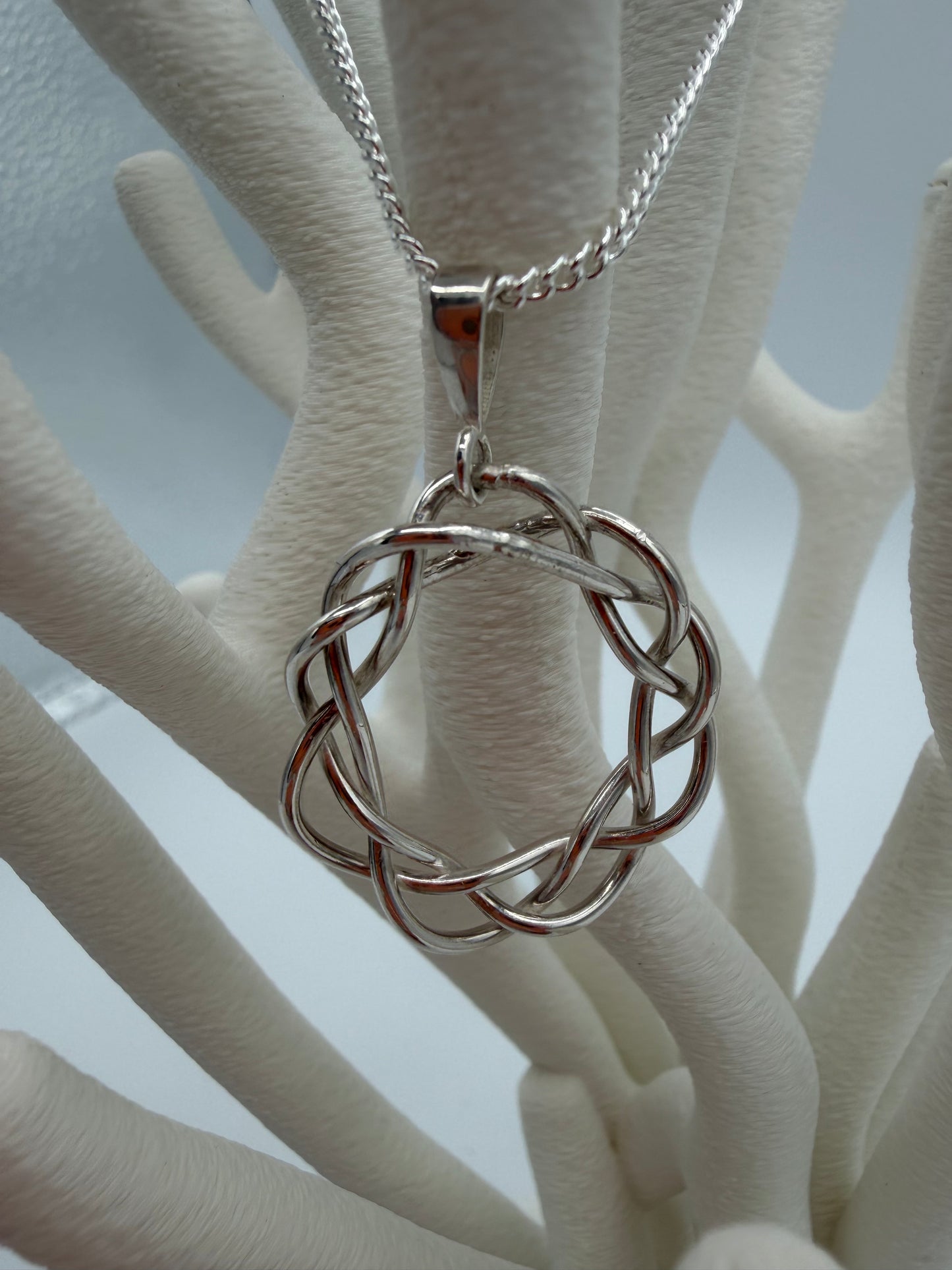 Braided Circle Silver Necklace