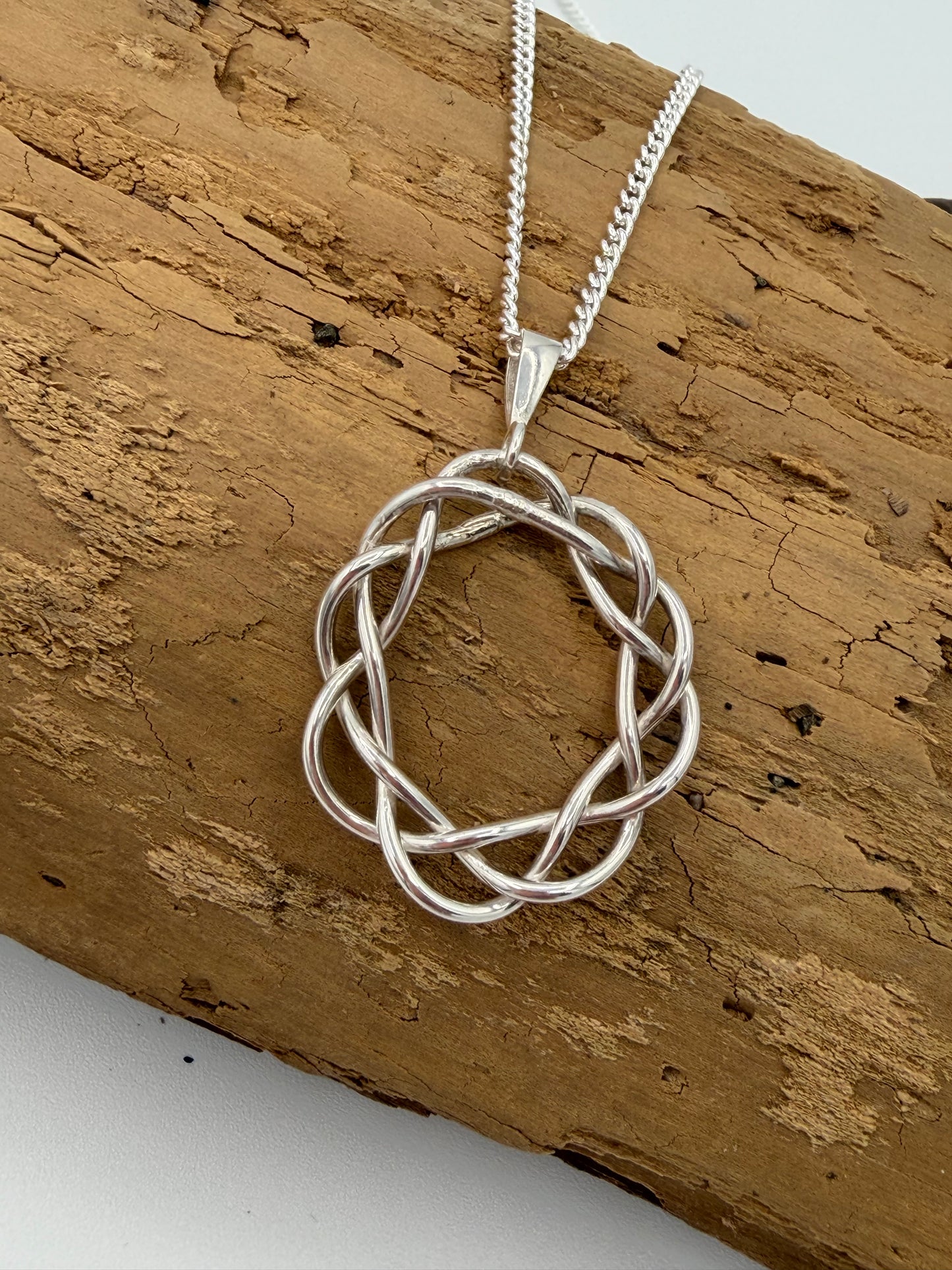 Braided Circle Silver Necklace