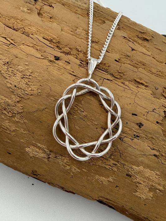 Braided Circle Silver Necklace