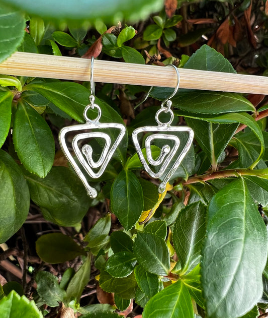 Silver Triangle Spiral Earrings