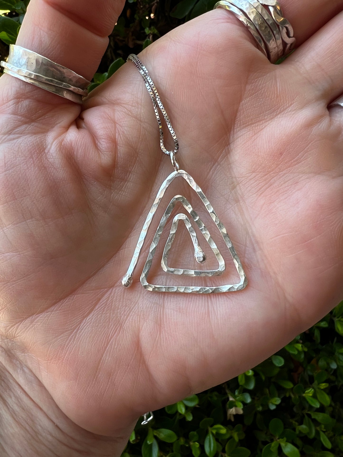 Hammered Triangle-Spiral Pendant