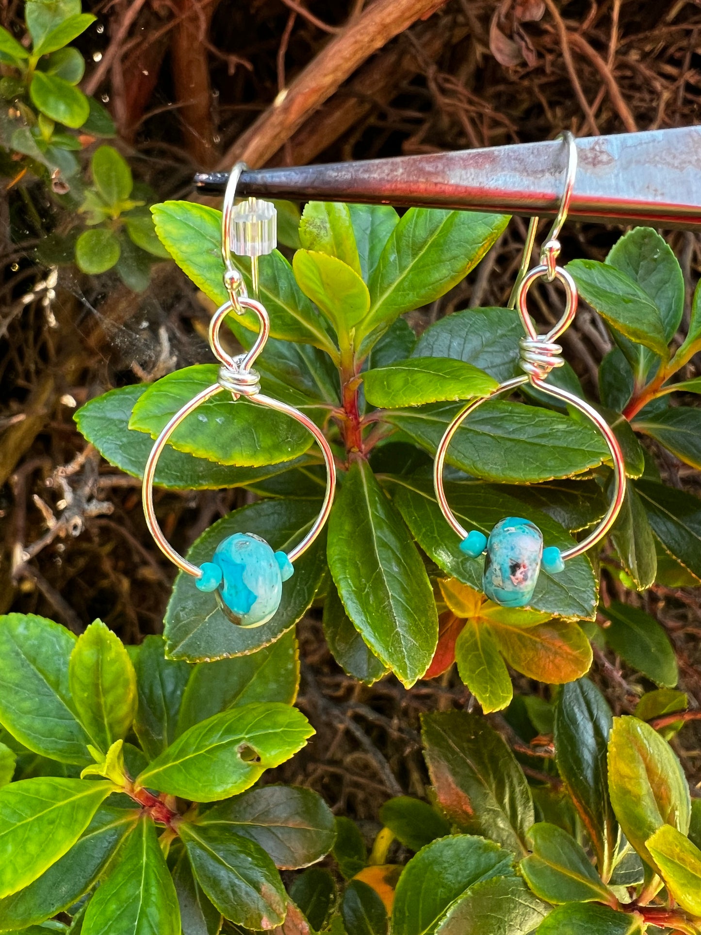 Silver Hoop Beaded Earrings