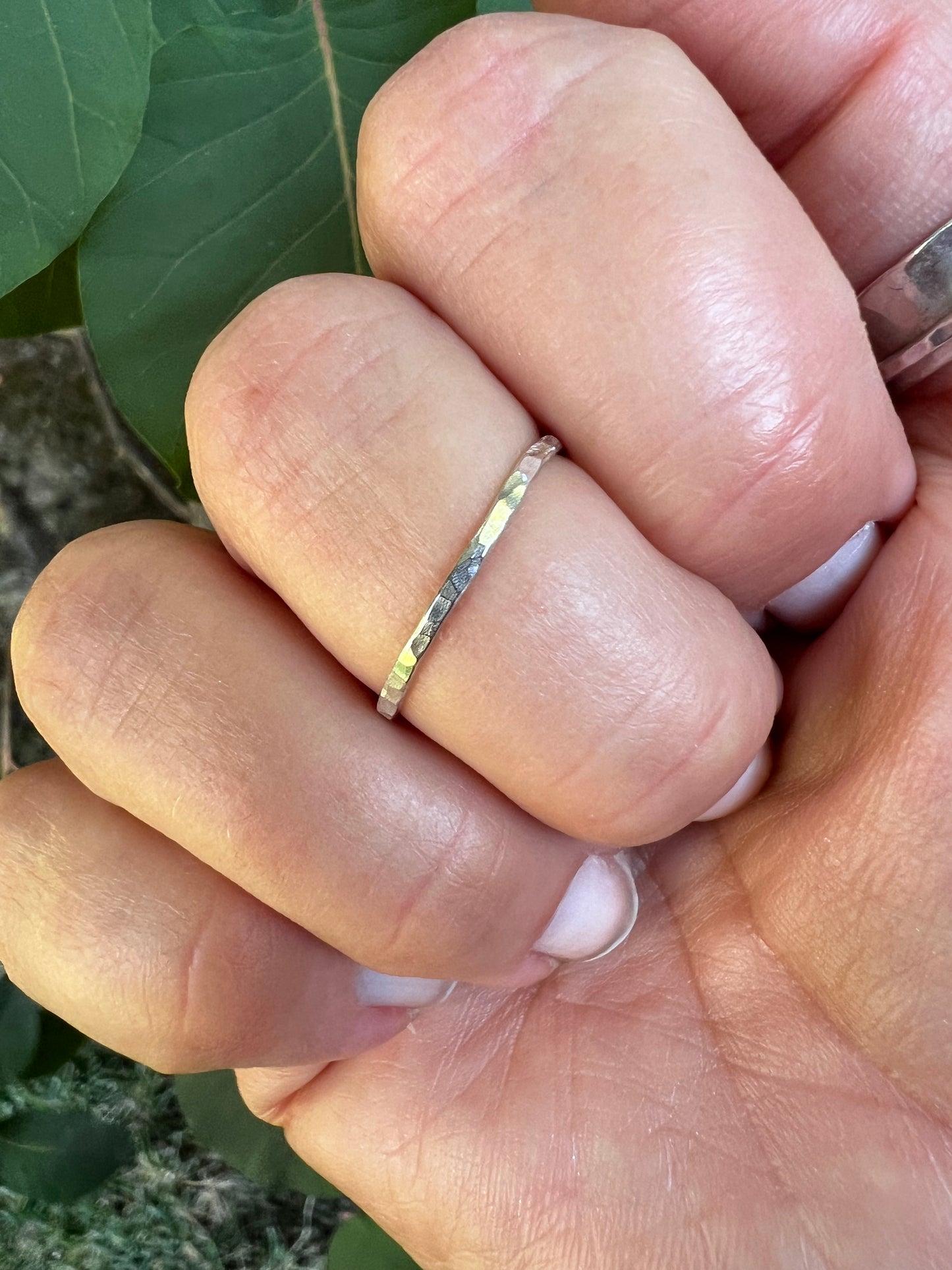 Thin Hammered Silver Ring