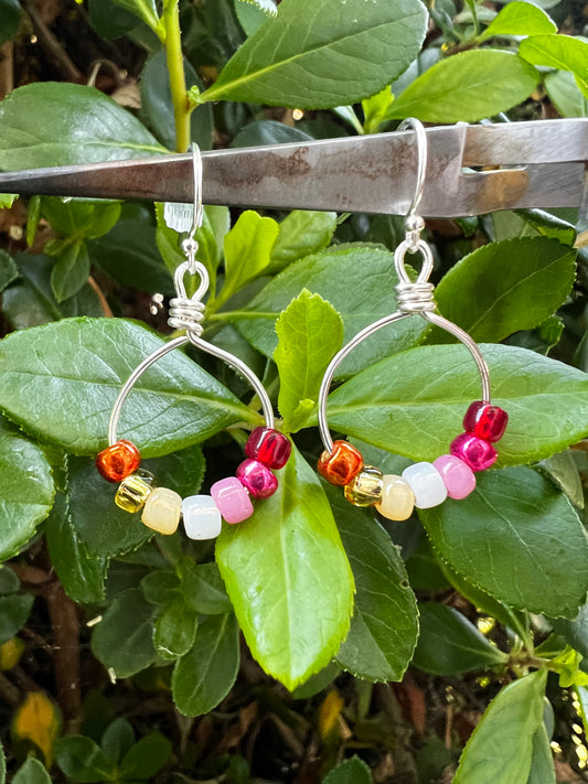 Pride Hoop Earrings - Lesbian Sunset